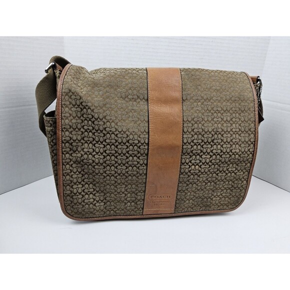 Coach Signature Hudson Commuter Messenger Bag F77004 Laptop Travel Case - Picture 1 of 16